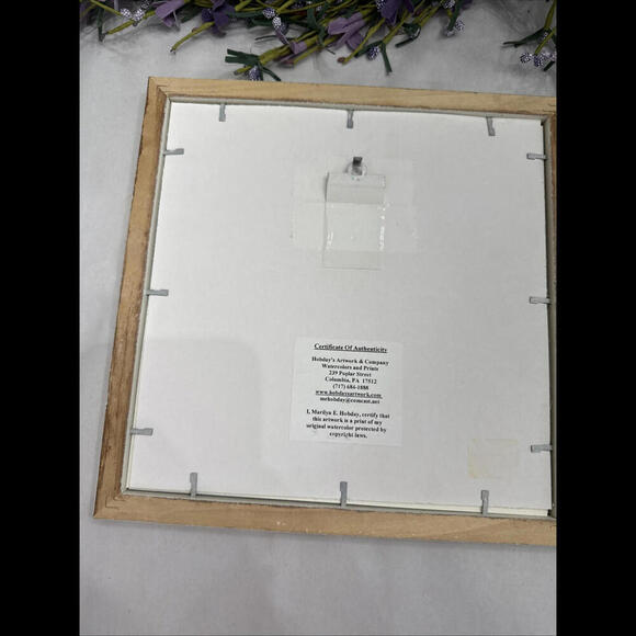 VTG Watercolor Print Signed Framed - Marilyn Hobday COA Floral Basket Co… - Picture 5 of 6